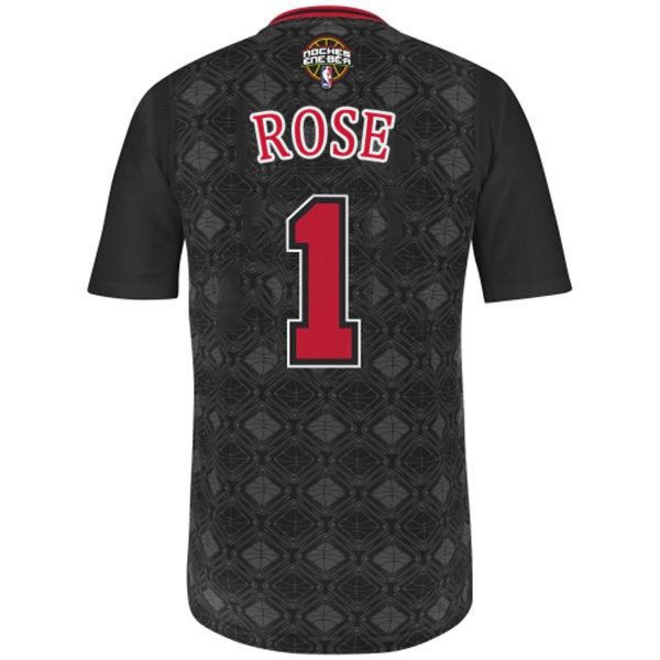 2014 noches enebea bulls #1 derrick rose black jersey back